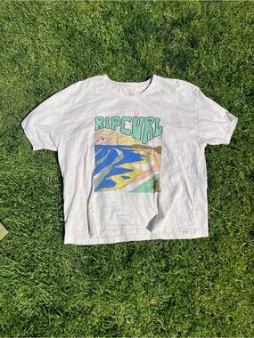 Rip Curl White Tee with Multicolor Surf Graphic